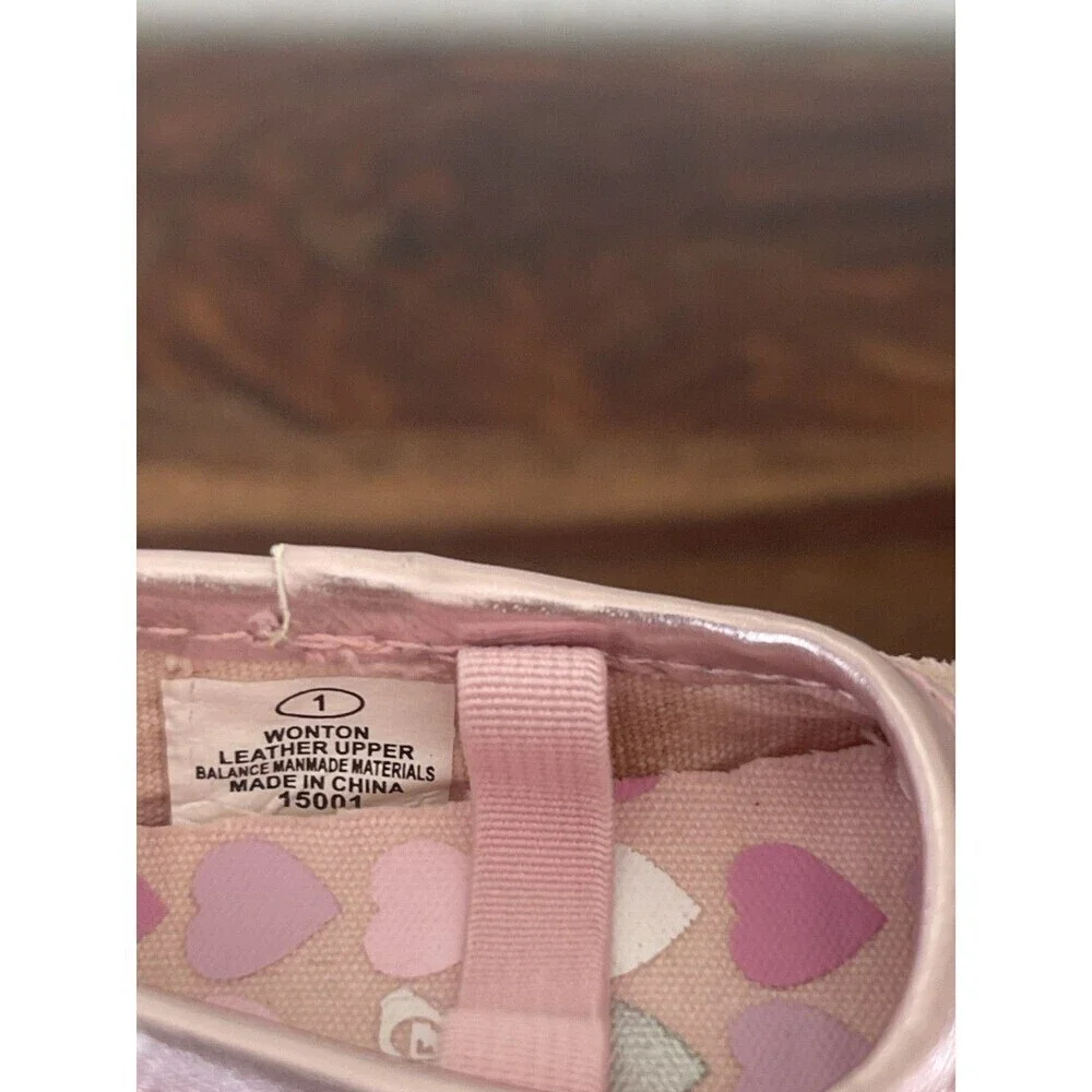 Roxy wonton shimmer pink leather suede baby girl Ballet size 1 strap